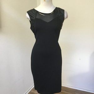 MOON RIVER Sleeveless Short Dress Pencil Necklace Mixed Fabric  Synthetic Blk L